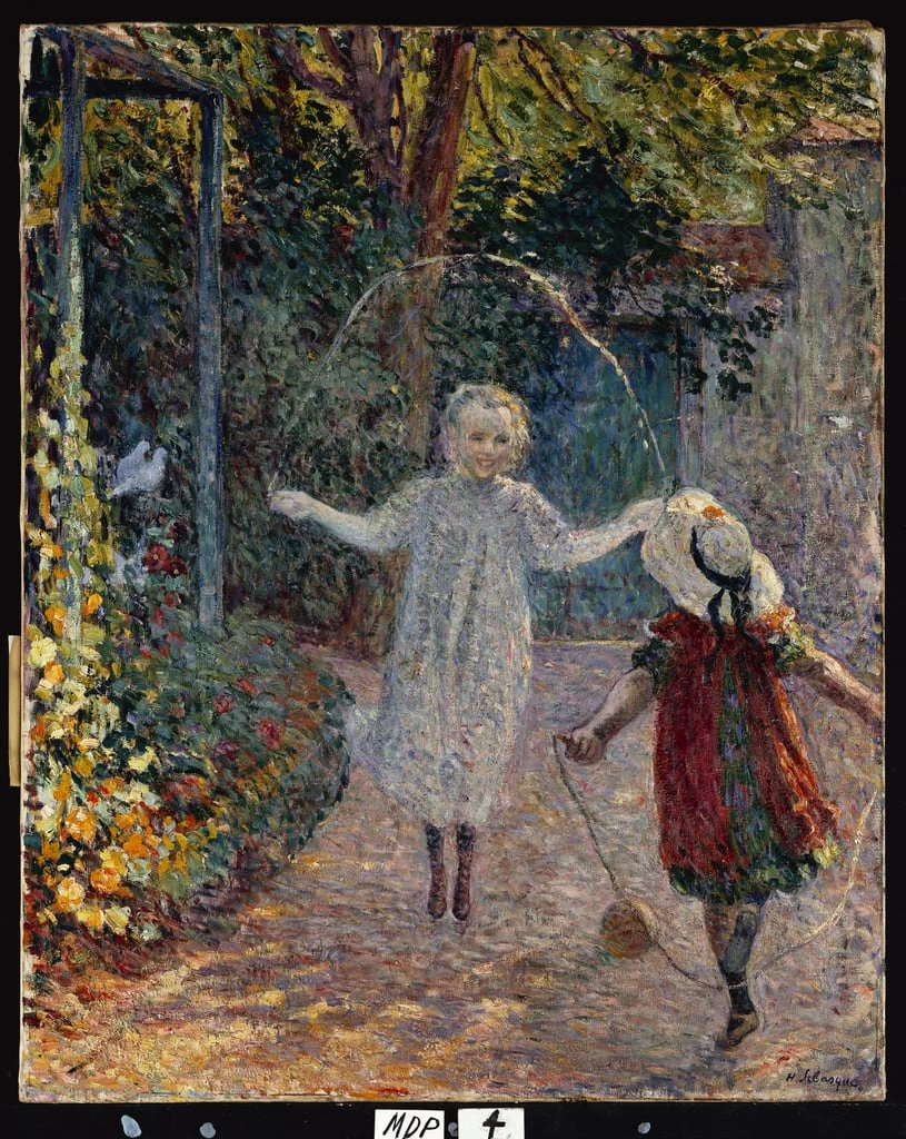 Giovani ragazze che giocano nel giardino, 1899